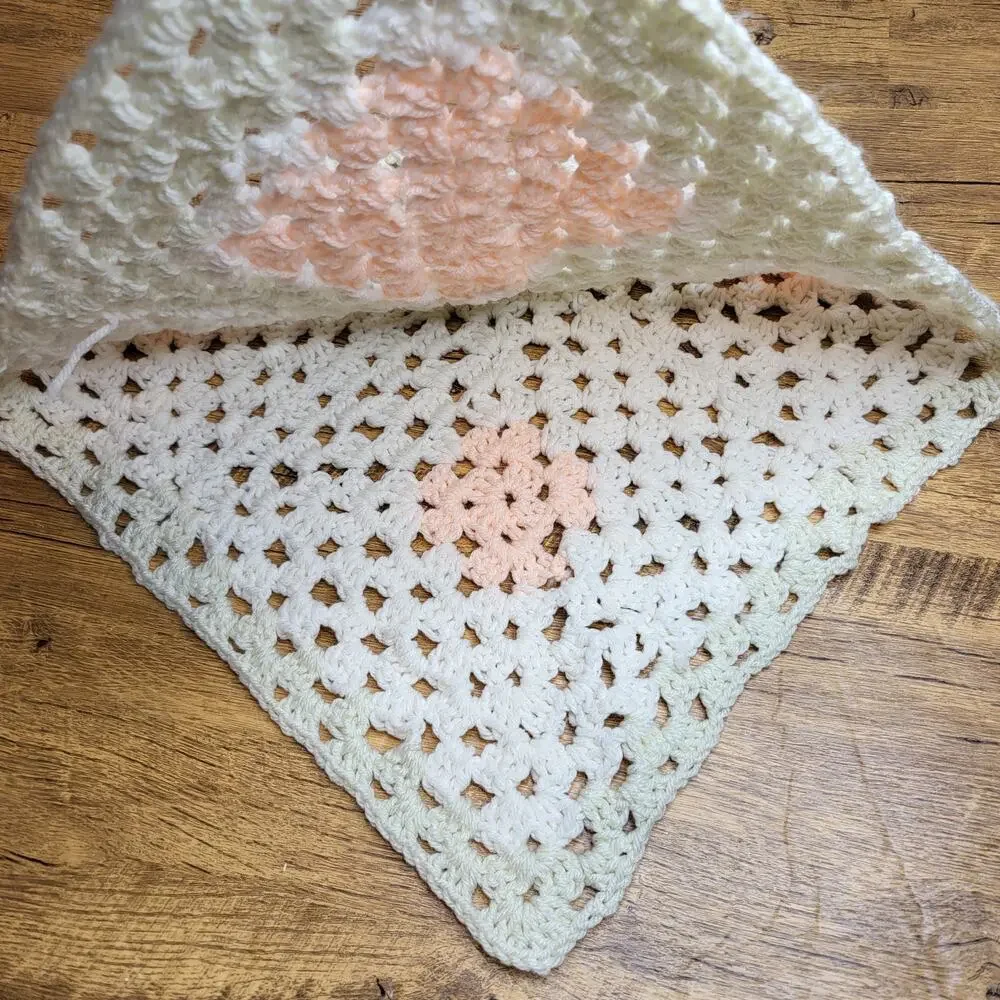 Crochet poncho Cream Pink Boho sz 3T